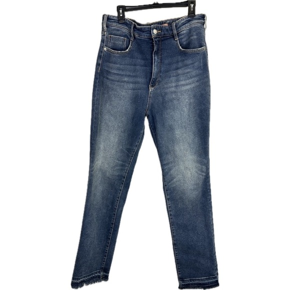 Pilcro by Anthropologie Cigarette High Rise Distressed Blue Jeans 32T EUC - Picture 2 of 14